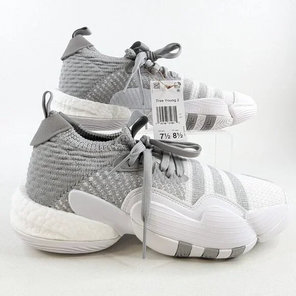 Adidas Trae Young 2.0 Basketball Shoes Grey White Men’s Size 7  -H03842 NEW - Picture 2 of 8